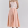 Clarabelle Peach Cotton avtakbar korsett-midilengde Sommerkjoler