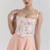 Clarabelle Peach Cotton avtakbar korsett-midilengde Sommerkjoler