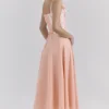 Clarabelle Peach Cotton avtakbar korsett-midilengde Sommerkjoler