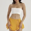 Clarice Tangerine Floaty Layered Mini Skjørt