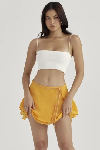 Clarice Tangerine Floaty Layered Mini Skjørt