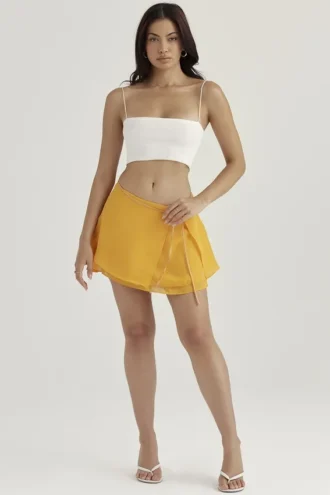 Clarice Tangerine Floaty Layered Mini Skjørt