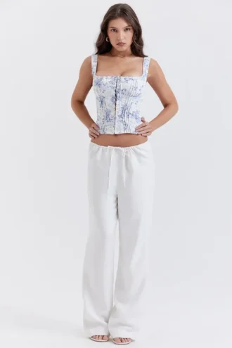 Cleo Ivory Linen Mix-bukser