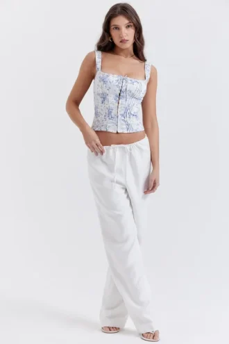 Cleo Ivory Linen Mix-bukser