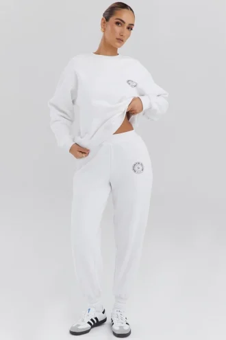 Coast hvite joggebukser med fleece på baksiden
