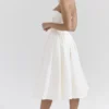 Coco Vintage elfenbensfarget satengmidikjole