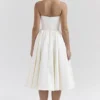 Coco Vintage elfenbensfarget satengmidikjole