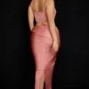 Colette Rose Satin Midi-skjørt med lav midje