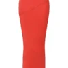 Colette Scarlet Satin Midi-skjørt med lav midje