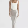 Colette Shimmer Champagne Midi-skjørt