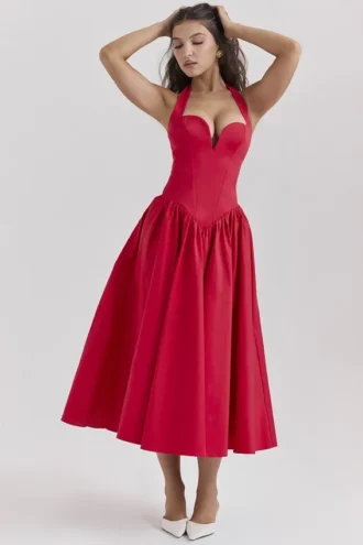 Coquette Scarlet halterneck-midikjoler