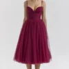 Countess Cabernet Tulle Midi-kjoler