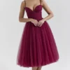 Countess Cabernet Tulle Midi-kjoler