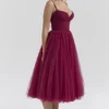 Countess Cabernet Tulle Midi-kjoler