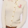 Daisie elfenben ull + kashmir Cardigan med blomsterbroderi