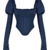 Dana Navy Puff Sleeve Korsetter