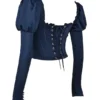 Dana Navy Puff Sleeve Korsetter