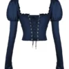 Dana Navy Puff Sleeve Korsetter