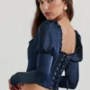 Dana Navy Puff Sleeve Korsetter