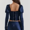 Dana Navy Puff Sleeve Korsetter