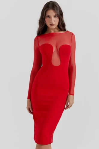 Darcy Scarlet Plunge Midi-kjole
