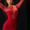 Darcy Scarlet Plunge Midi-kjole