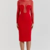 Darcy Scarlet Plunge Midi-kjole
