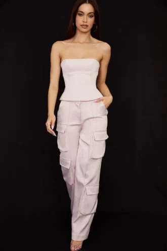 Daria Crystal Satin Cargo-bukser med rette ben