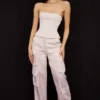 Daria Crystal Satin Cargo-bukser med rette ben