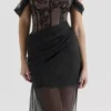 Debut svart off-shoulder maxi-kjol
