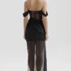 Debut svart off-shoulder maxi-kjol