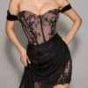Debut svart off-shoulder maxi-kjol