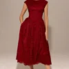Debutante Berry Lace Backless Midi Kjoler