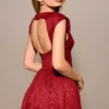 Debutante Berry Lace Backless Midi Kjoler