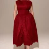 Debutante Berry Lace Backless Midi Kjoler