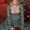 Delia grønn midikjole med blomstertrykk
