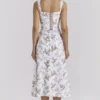 Dionne Off White Midi-kjol i bomull med blomstertrykk
