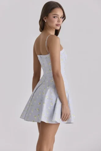 Dolly Blue Wildflower Floral Print Cotton Mini Sommerkjoler