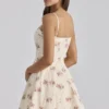 Dolly Ivory Vintage Rose Print Cotton Flared Mini Sommerkjoler