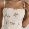 Dolly Ivory Vintage Rose Print Cotton Flared Mini Sommerkjoler