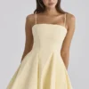 Dolly Lemon Cotton Flared Mini Sommerkjoler