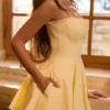 Dolly Lemon Cotton Flared Mini Sommerkjoler