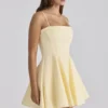 Dolly Lemon Cotton Flared Mini Sommerkjoler