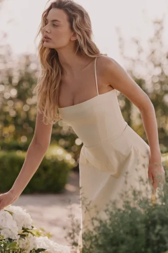 Dolly Lemon Stretch Cotton A-Line Midi Sommerkjoler