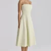 Dolly Matcha Green Cotton Flared Midi Sommerkjoler