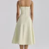 Dolly Matcha Green Cotton Flared Midi Sommerkjoler