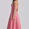 Dolly Raspberry Cotton Flared Midi Sommerkjoler