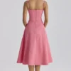 Dolly Raspberry Cotton Flared Midi Sommerkjoler