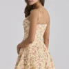 Dolly Warm Rose Print Cotton Flared Mini Sommerkjoler