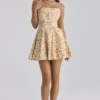 Dolly Warm Rose Print Cotton Flared Mini Sommerkjoler